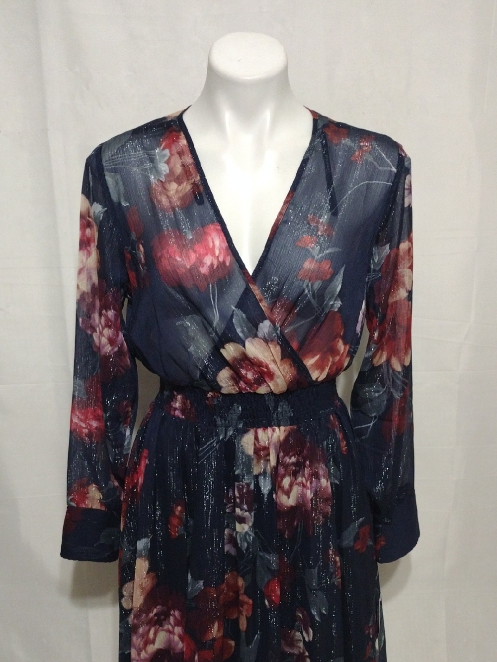 NWT Kate & Lily Navy Floral Maxi Dress Size 6 Romantic Cottagecore Wedding Guest - Picture 3 of 14